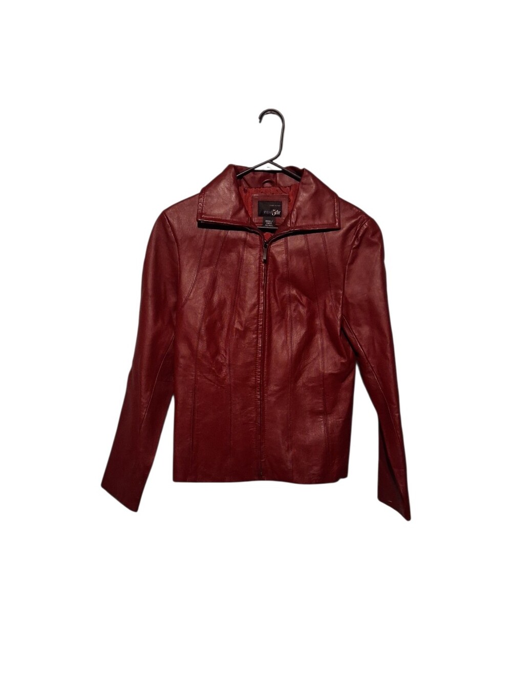 Vintage Y2K East 5th 90s Deep Red Oxblood Genuine Leather Lined Jacket Small Zip